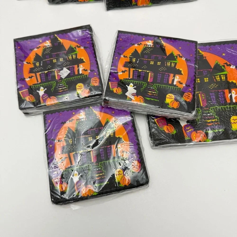 Vintage Trend Setters Haunted House Halloween Paper Napkins Lot Of 7 Packages